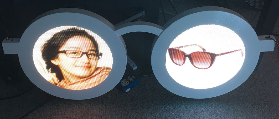 Logo LED Screen for glasses shop, Round Logo LED Screen